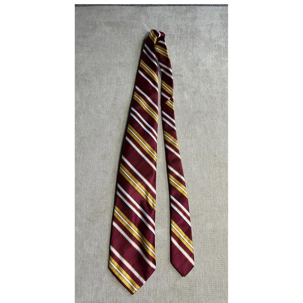 Vintage Anderson-Little Silk Tie Mens Burgundy Gold Striped Wemco 70s 80s 1056